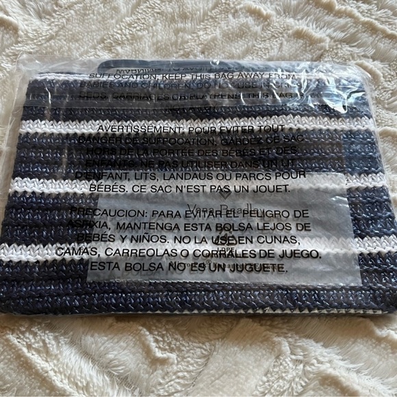 Vera Bradley Blue and White Striped Sea Turtle Straw Wristlet - Picture 3 of 3